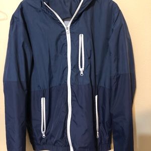 blue windbreaker